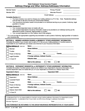 State Employees' Group Insurance Address Change Form