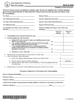 Iowa Disability Income Exclusion Form 2440