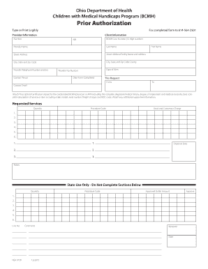 Ohio BCMH Prior Authorization Form
