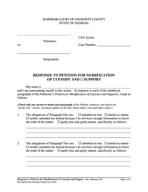 Response to Petition for Modification of Custody and Support