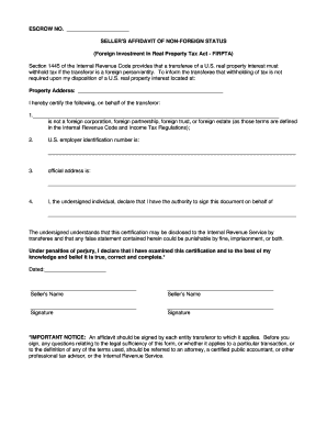 Seller's Affidavit of Non-Foreign Status