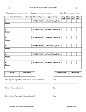 Scope of Work Change Order Form