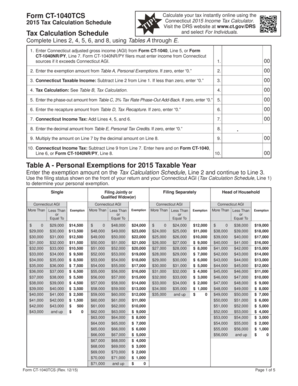 CT-1040TCS 2015 Tax Calculation Schedule 2015 Tax Calculation Schedule - ct