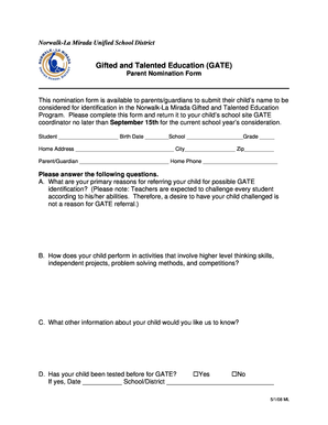GATE Parent Nomination Form