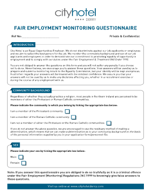 Fair Employment Monitoring Questionnaire