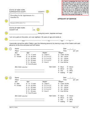 New York Affidavit of Service for Guardian Appointment