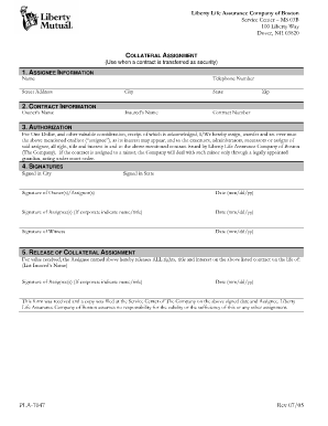 Collateral Assignment Form