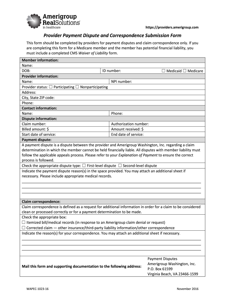 amerigroup appeal form 2017