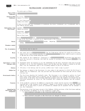 Sublease contract template - SUBLEASE AGREEMENT