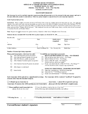 sruedu transcript request form