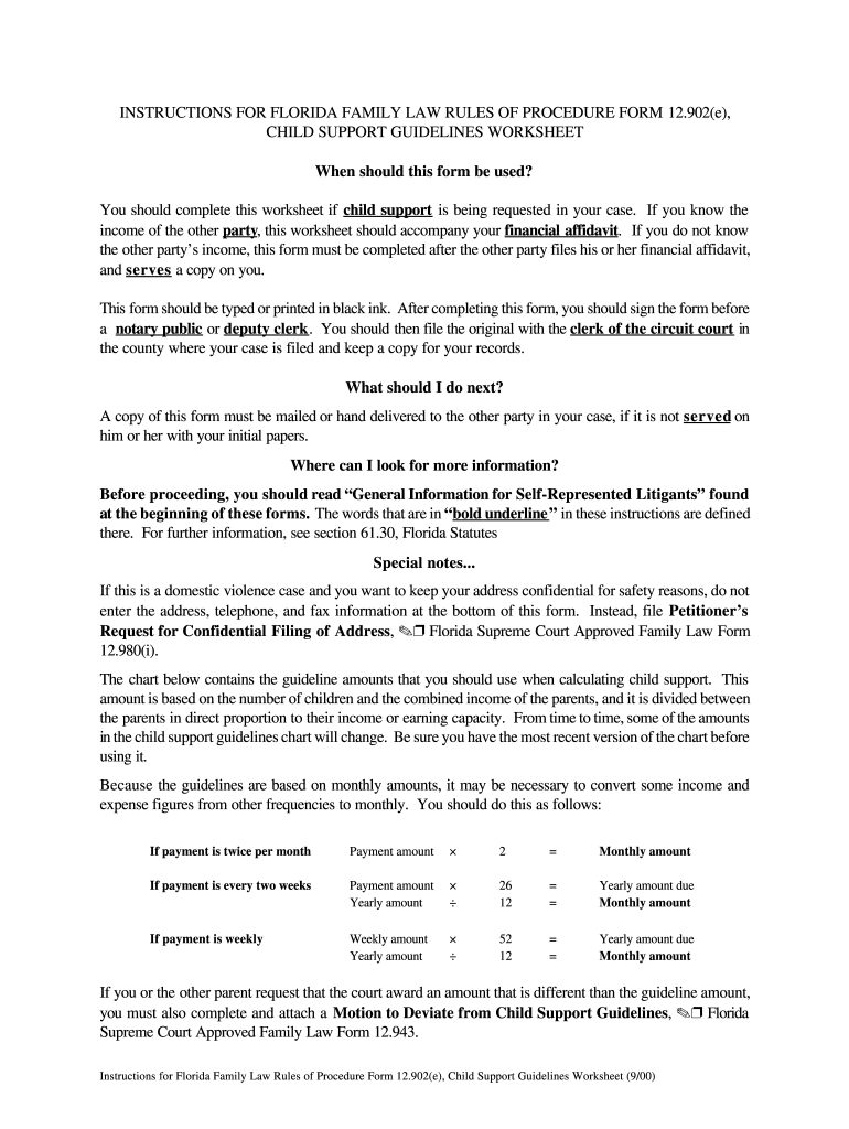 Florida child support guidelines worksheet fillable 2000 form: Fill out &  sign online | DocHub