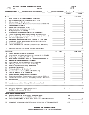 Non and Part-year Resident Schedule TC-40B