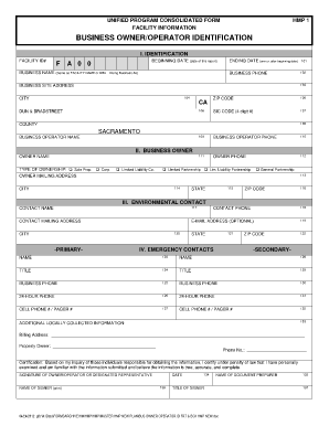 California Business Owner Operator Identification Form