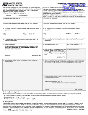 USPS Premium Forwarding Service Application