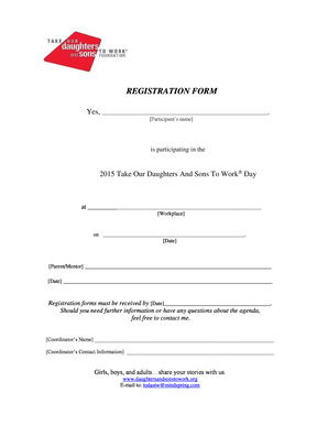 Take Our Daughters And Sons To Work Day Registration Form