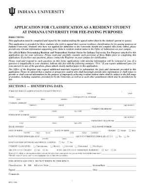 Indiana University Resident Student Application