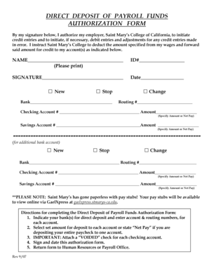 Direct Deposit Authorization Form
