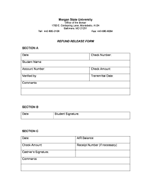 Morgan State University Refund Release Form