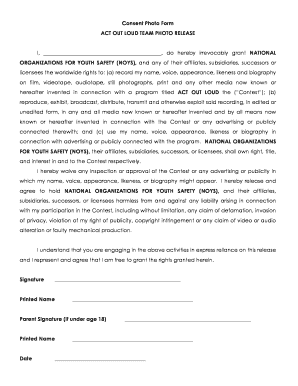 Act Out Loud Team Photo Release Form