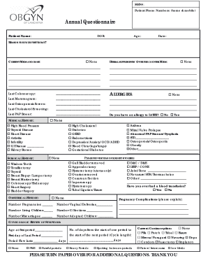Annual Patient Health Questionnaire