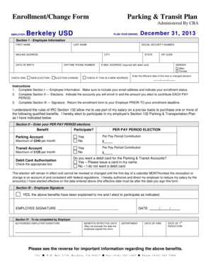 Parking & Transit Plan Enrollment Form
