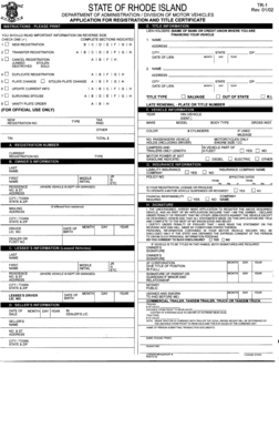 Fillable Online northprovidenceri RIDMV TR-1 Form - northprovidenceri ...