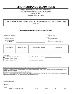 Life Insurance Claim Form