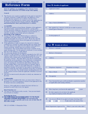 UK Firearm Certificate Reference Form