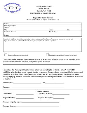 Washington Public Records Request Form