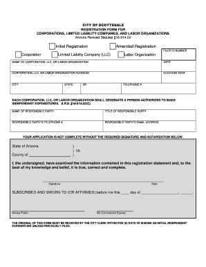 Arizona Corporation Registration Form