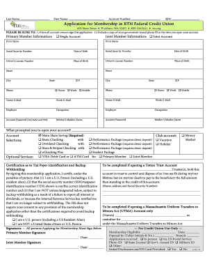 RTN Federal Credit Union Membership Application