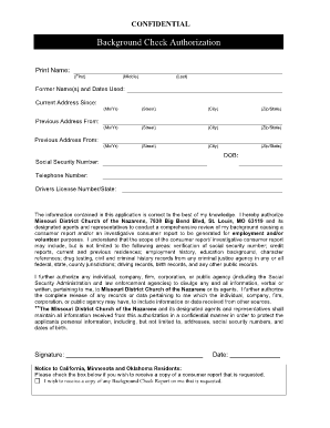Background Check Authorization Form