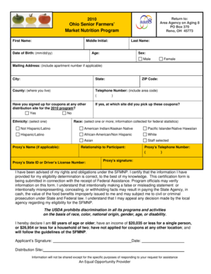 Ohio Senior Farmers' Market Nutrition Program Application