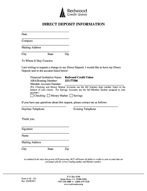 Direct Deposit Change Request Form