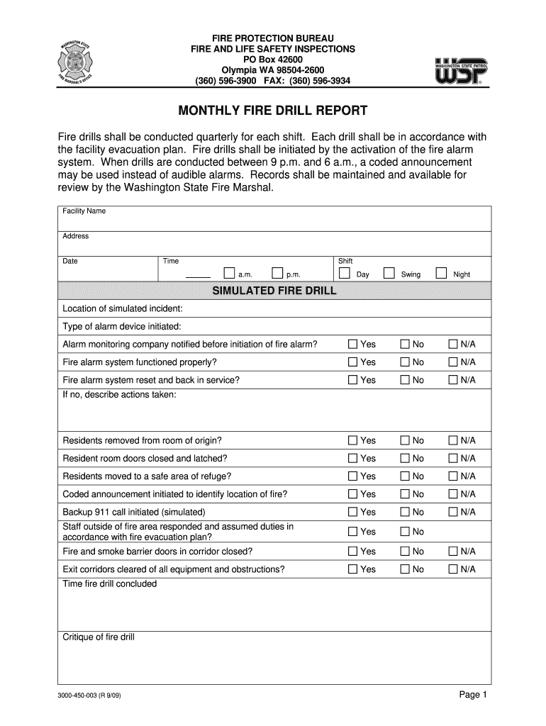 Fire Drill Report Fill Out Sign Online DocHub