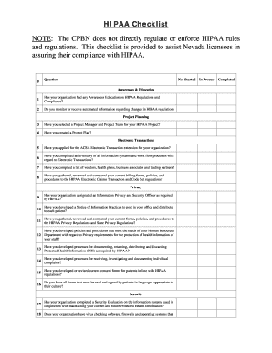HIPAA Compliance Checklist