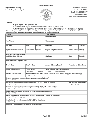 Connecticut Security Deposit Complaint Form