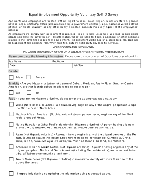 Equal Employment Opportunity Voluntary Self ID Survey