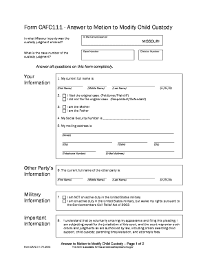 Answer to Motion to Modify Child Custody