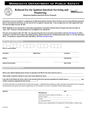 Minnesota Ignition Interlock Reduced Fee Application