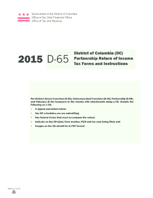 DC D-65 Partnership Return of Income