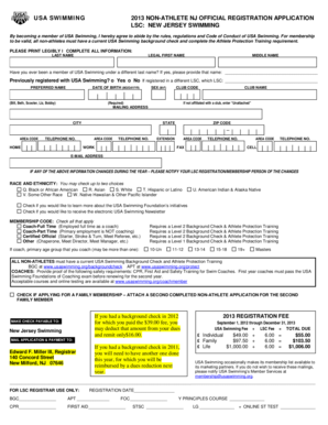 USA Swimming Non-Athlete Official Registration Application