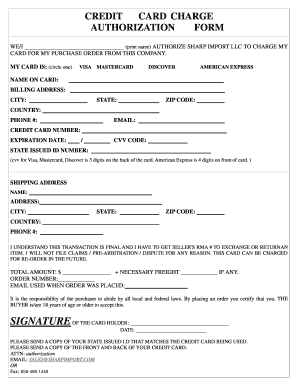 Credit Card Charge Authorization Form