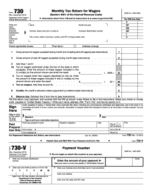IRS Form 730 Monthly Tax Return for Wagers