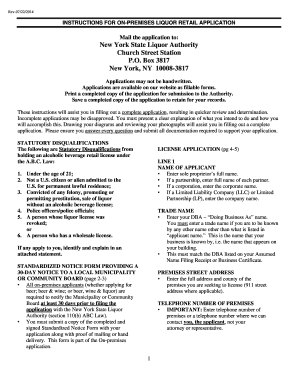 New York On-Premises Liquor Retail Application