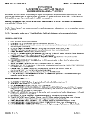 Illinois Medical Assistance Provider Enrollment Application