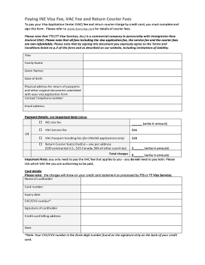 New Zealand Visa Fee Payment Form