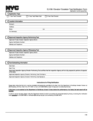 New York City Elevator Escalator Test Notification Form