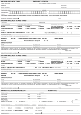 Vacswim Enrolment Form