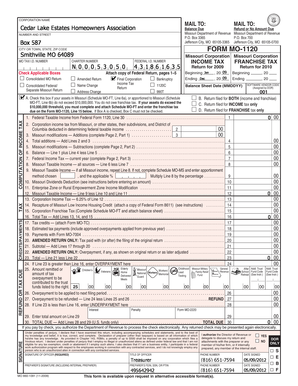 Missouri Corporation Income Tax Return Form MO-1120
